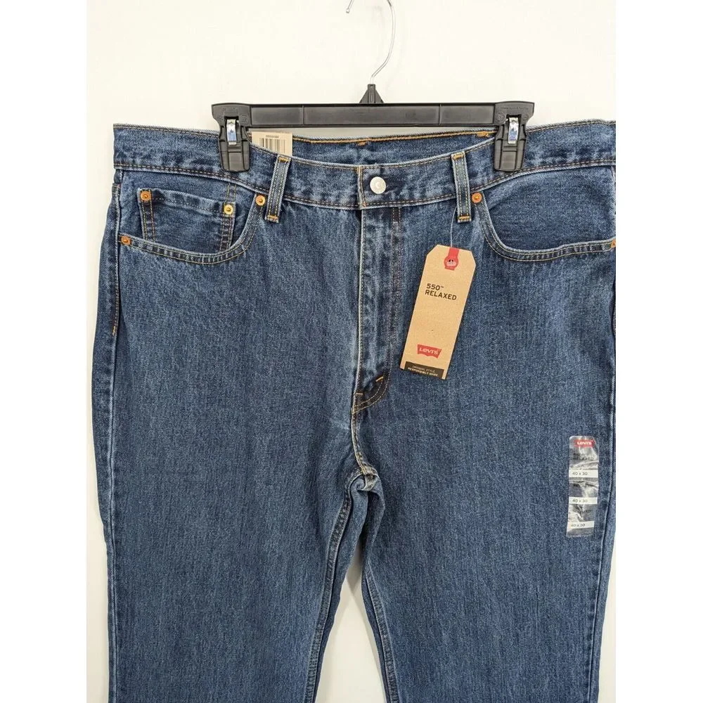 Levi's 550 Relaxed Fit Blue 100% Cotton Denim Jeans Men's 00550-4886, 40x30 NWT